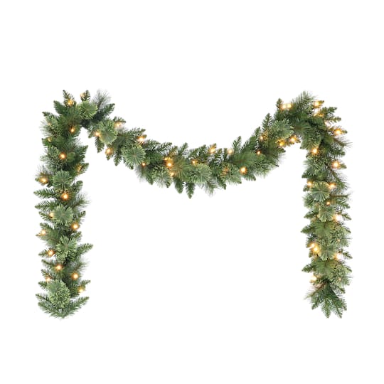 9Ft Pre-Lit Pine Garland By Puleo International in Green | 9 ft | Michaels®